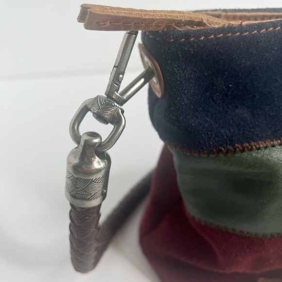 THE SAK Patchwork Multicolor Leather/Suede Hobo Shoulder Bag With Braided Strap - Picture 5 of 14